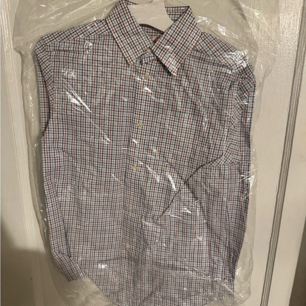 Boy’s Blue and Orange Checkered Shirt 🐇🐣